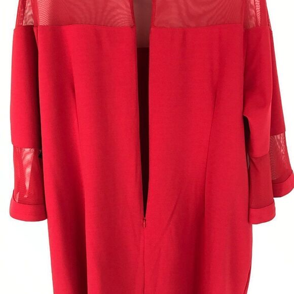 NEW Lane Bryant Shift Dress Women's Plus Size 20 Red Sheer Mesh Keyhole Stretch - Picture 6 of 16